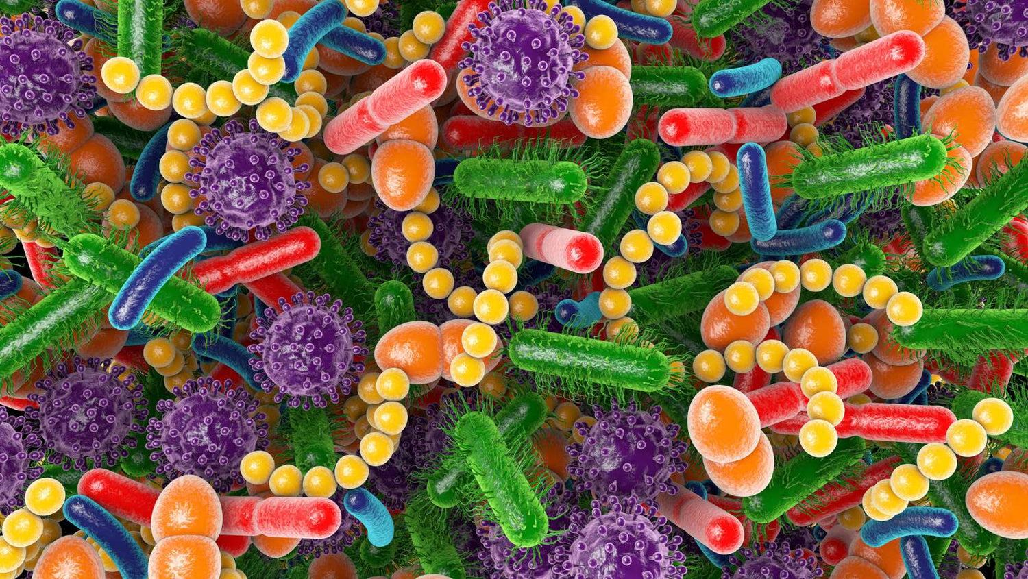 Conceptual illustration of human microbiome microbes