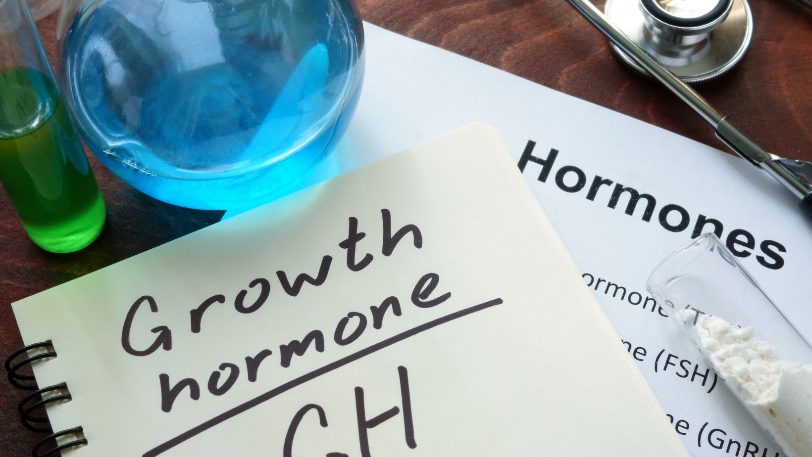 Hormone written growth hormone on notebook