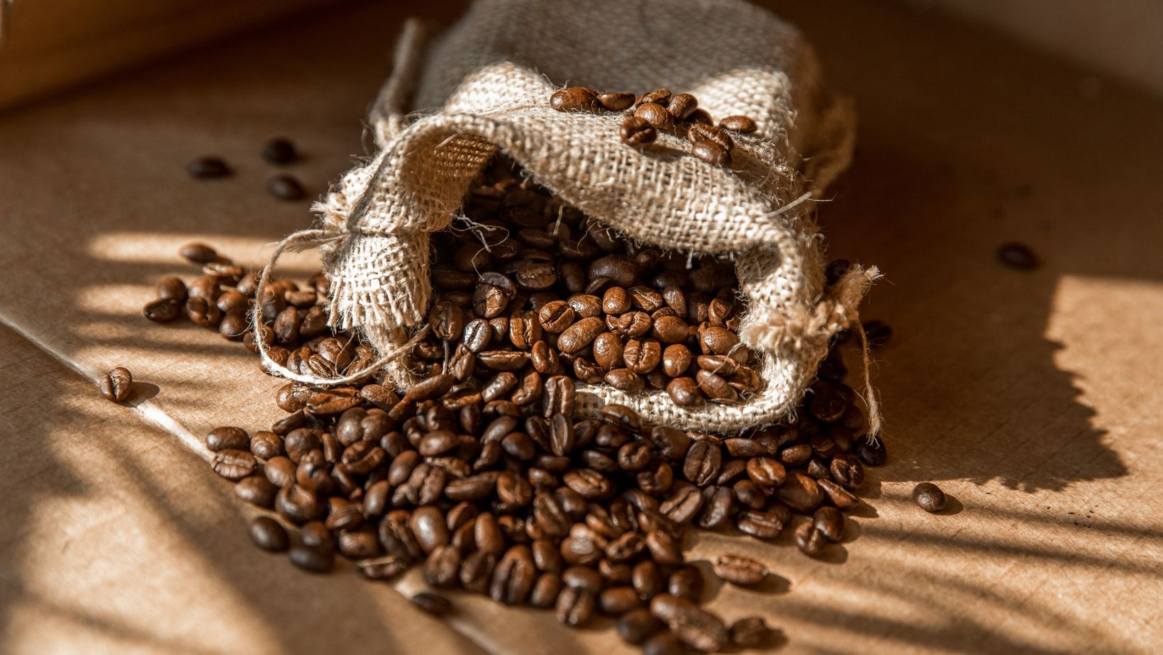 coffee beans in burlap bag